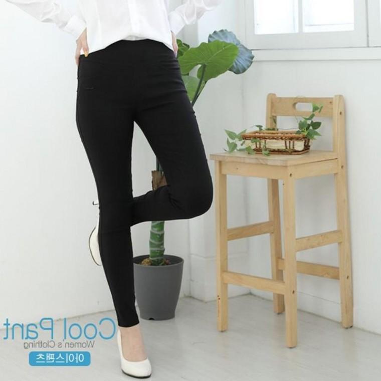 면 얇은허리 여름 스판바지 여자 여성스키니진 밴딩 간절기 면바지 하객룩