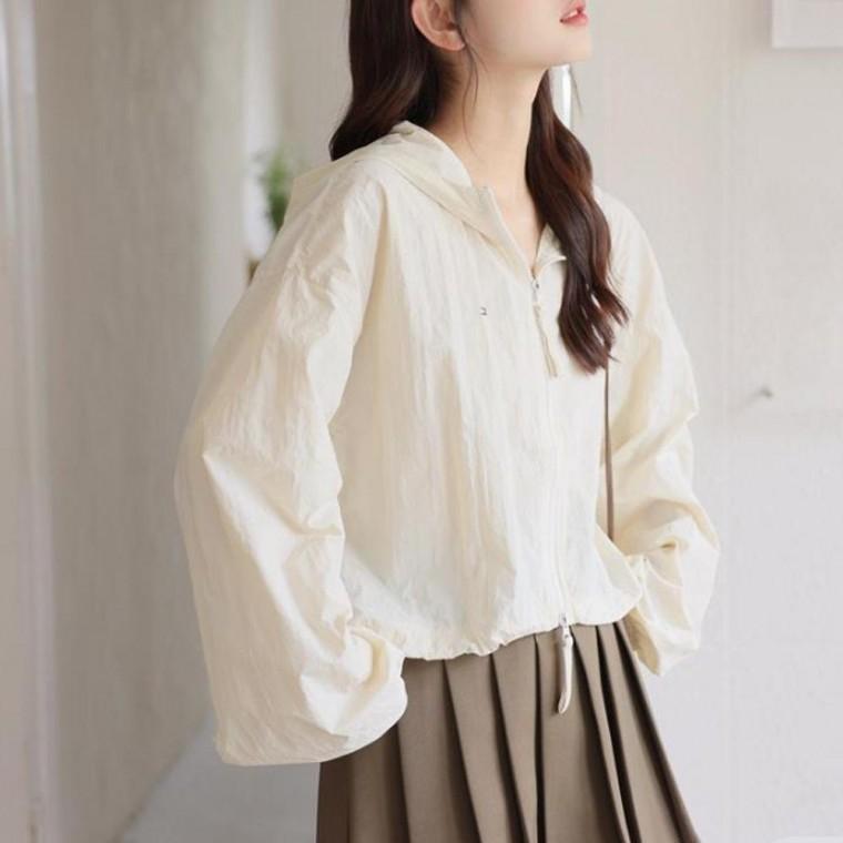 오버핏 여자 여성 바람막이 여름 스트링 점퍼 봄 아노락 자켓 봄잠바 간절기점퍼