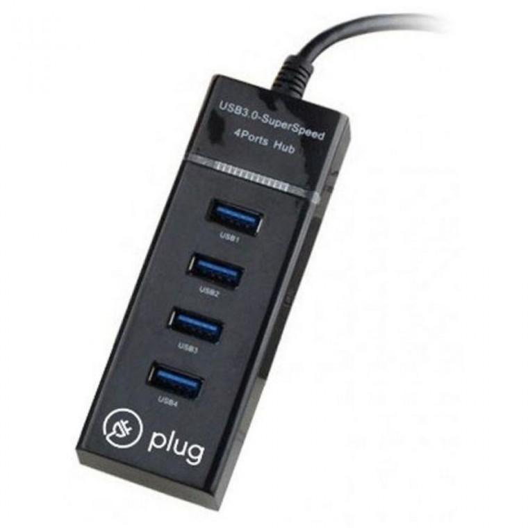 플러그 USB3.0 4포트 허브 블랙 핸드폰 태블릿 노트북
