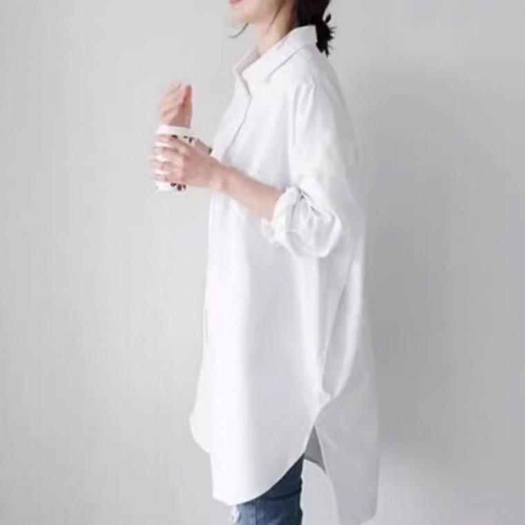 여성 오버핏 셔츠 롱 블라우스 가을 봄남방 화이트셔츠 빅사이즈 스트라이