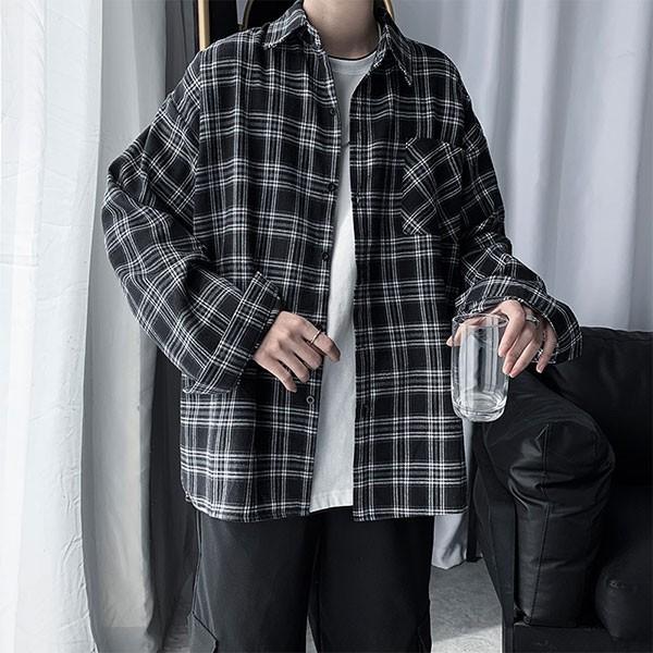 오버핏 체크셔츠 캐주얼남방 카라넥 INSUM24
