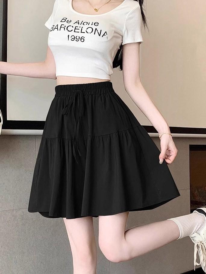 여자 통 넓은 편한 밴딩 플레어 치마 바지
