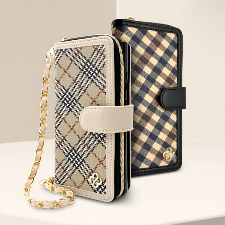 브리엘 월렛 지퍼 다이어리 갤럭시S22울트라용 케이스/이중지갑형/동전수납/체인스트랩줄포함