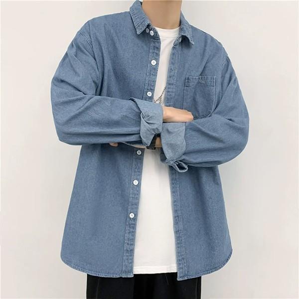 빈티지 남녀공용 레이어드 2컬러 데님셔츠 IS-JK24