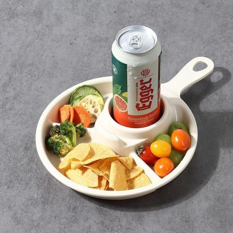 어린이집간식통 유치원식판 도시락통 손잡이 원형4칸 어린이그릇