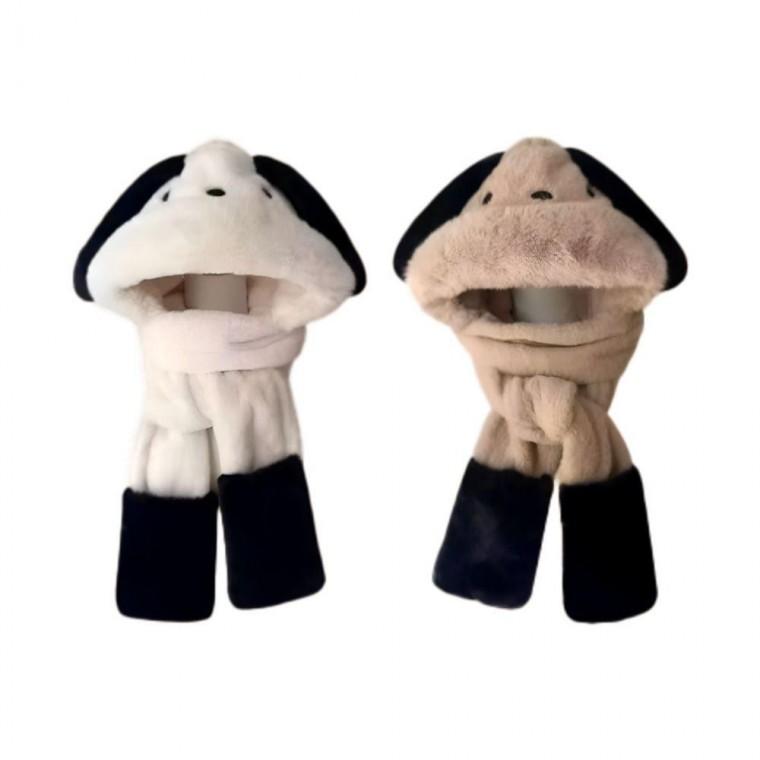 포켓형 멍멍이모자 목도리 장갑 포함 여자벙거지모자 면벙거지모자 여성벙거지모자 울벙거지모자 골프모자