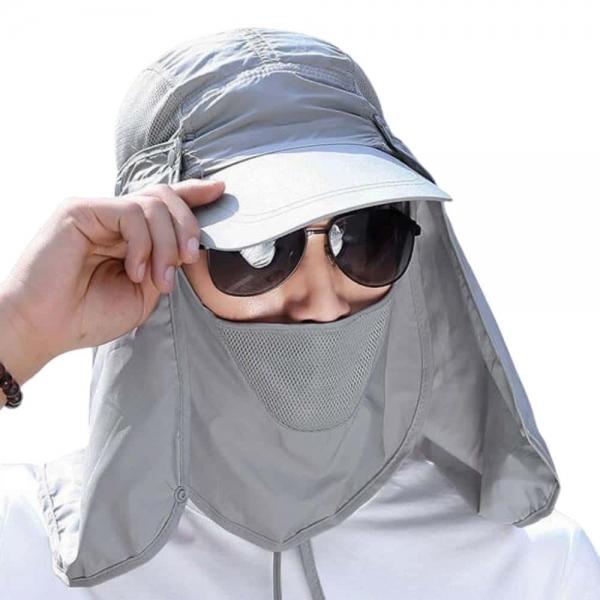 안면 마스크 겸용 썬캡 그레이