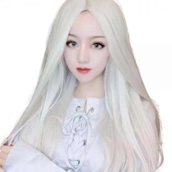 백발 긴 생머리 가발 100cm