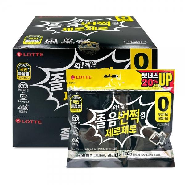 롯데 졸음 번쩍 제로제로 졸음 번쩍 껌 105g x 12개 (1통)