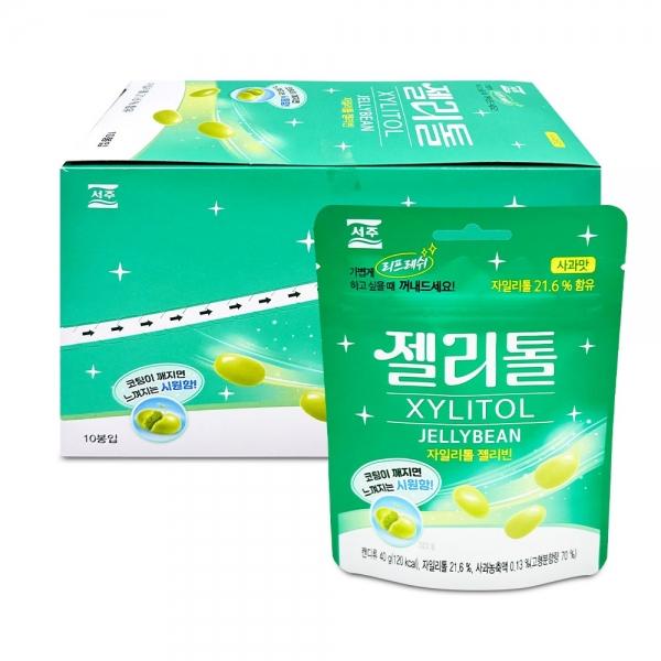 서주 자일리톨 젤리빈 젤리톨 사과맛 40g x 10개 (1통)