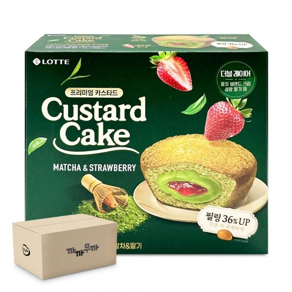 롯데 프리미엄 카스타드 케익 말차엔 딸기맛 288g (1박스-8개) 더블 레이어 카스타드 케익