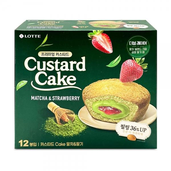 롯데 프리미엄 카스타드 케익 말차엔 딸기맛 288g 더블 레이어 카스타드 케익