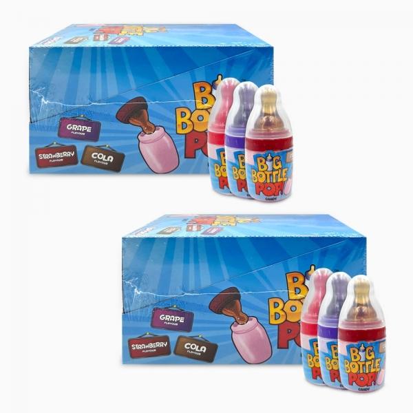 빅 보틀 팝 캔디 딸기 포도 콜라 32g x24개 (2통) 3가지 맛 사탕