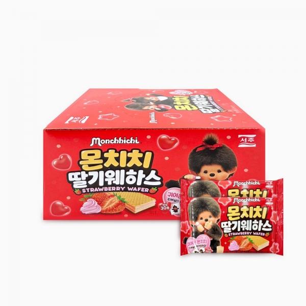 서주 몬치치 딸기 웨하스 16.6g x 14개 (1통) 포켓 스낵