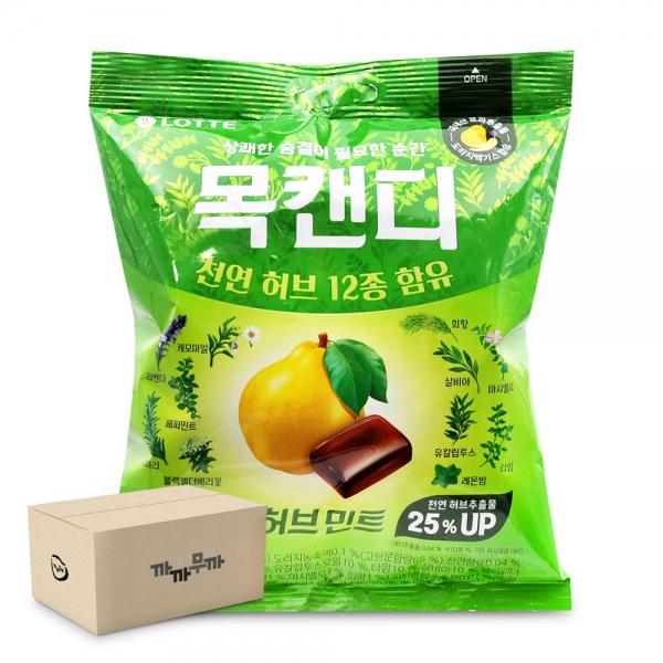 롯데 목캔디 허브민트 217g (1박스-6개)
