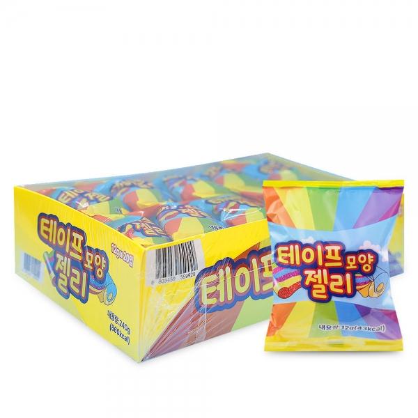 테이프 모양 젤리 12g x 20개 (1통) 사우어 롤젤리