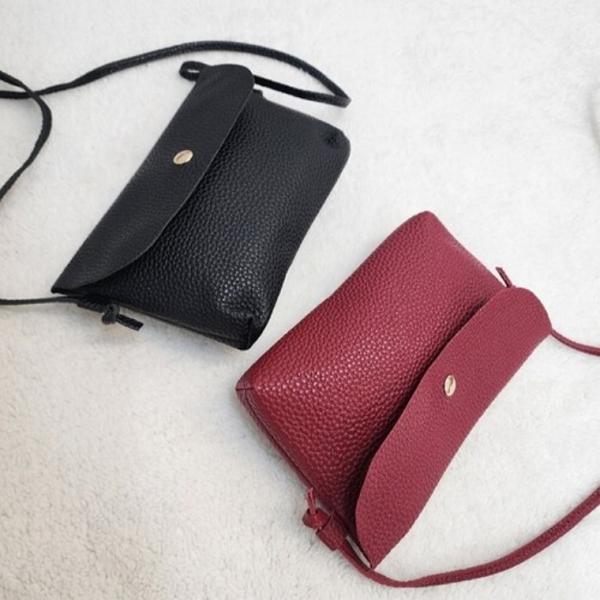 PU 미니 크로스백 가방 애교백 레드 블랙
