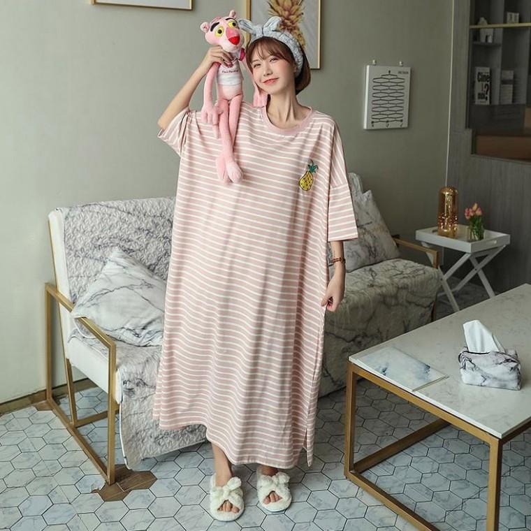 루즈핏 귀엽고 예쁜 단가라 여성 홈웨어 롱 원피스