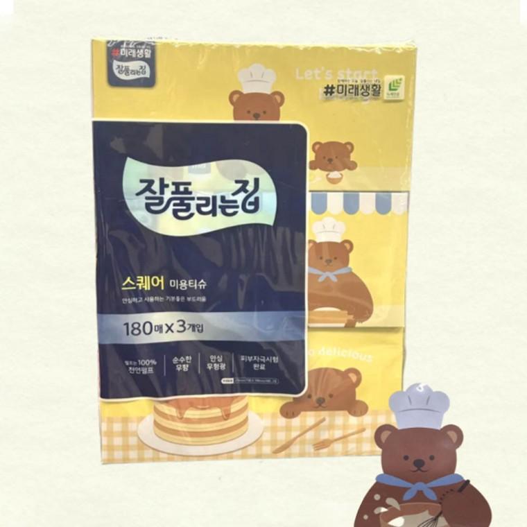 각티슈 미용티슈 곽티슈 부드러운 스퀘어180매x3개입
