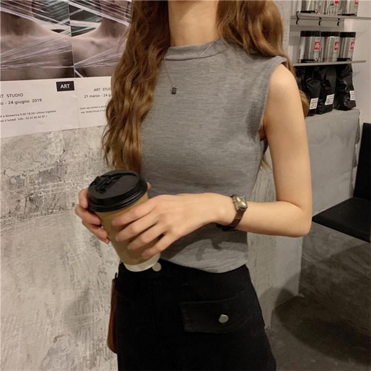 여성 이너웨어 민소매티 여리여리 나시 크롭 티셔츠