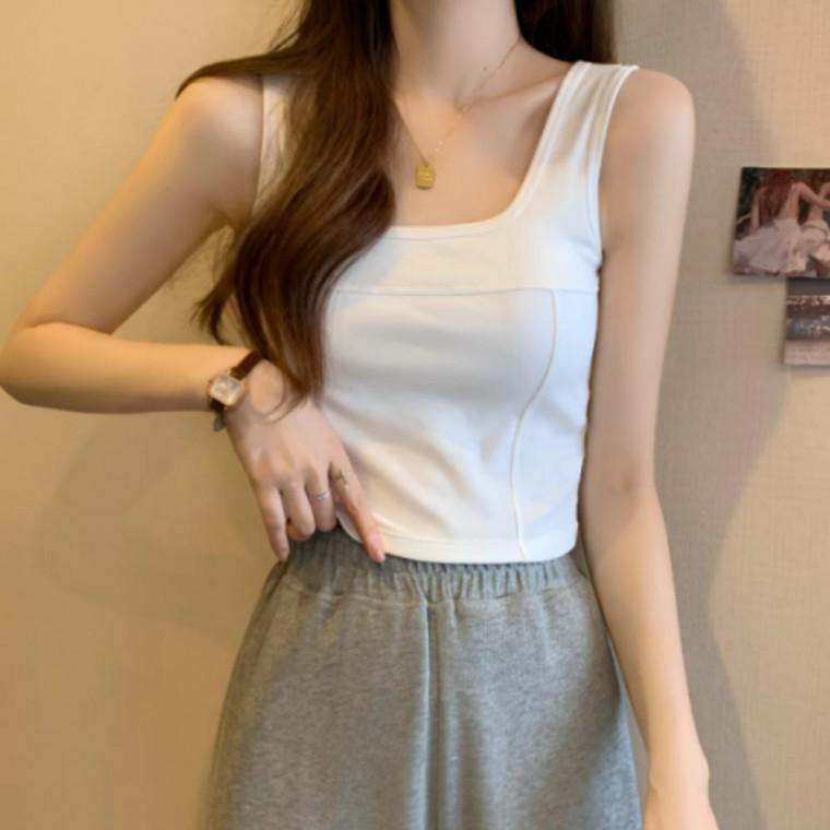 여성 데일리 스퀘어넥 나시 이너 슬리브리스 민소매
