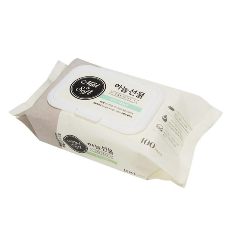 물티슈 캡형 100매 5개 티슈 애기 부드라운 휴대용