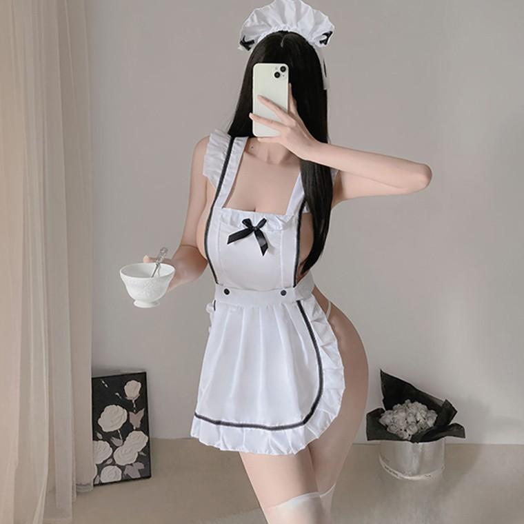 메이드 앞치마 할로윈 코스프레 섹시 뒤태
