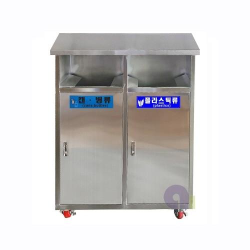 스텐2분류실외용지붕형/100L/스텐내통/삼각지붕형/분리수거함/내통