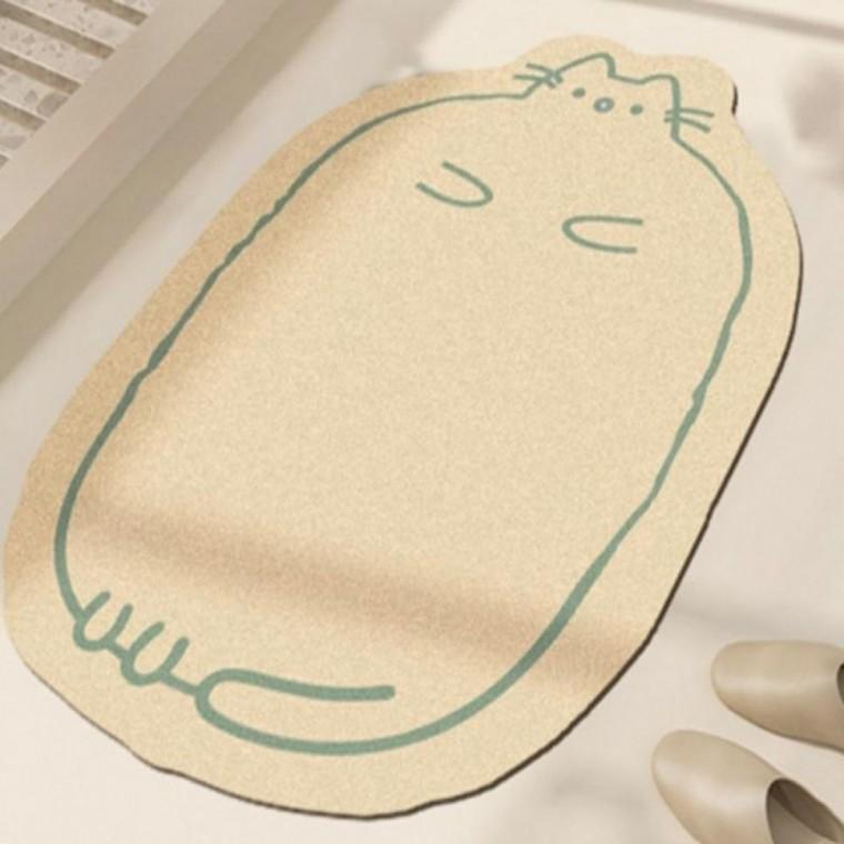 발매트 욕실발매트 현관매트 화장실매트 고양이 규조토 40x60 그린 베란다매트