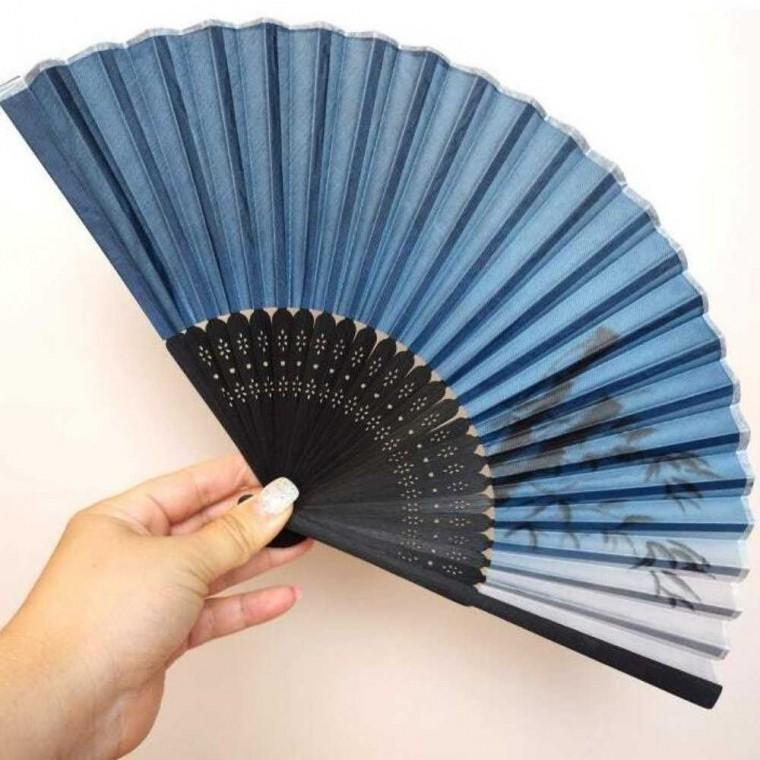 대나무 접이식 부채 네이비 나무부채