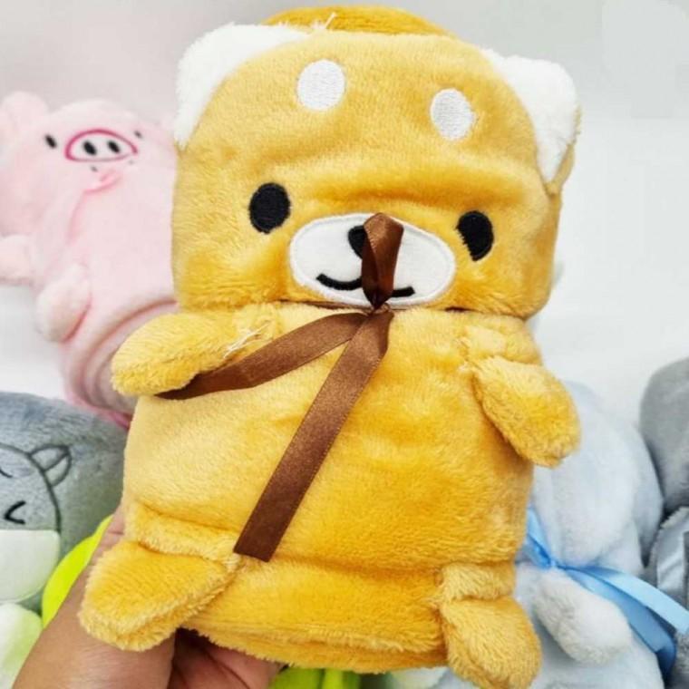 극세사 동물담요 갈색시바견 캐릭터담요