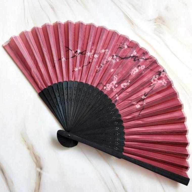 대나무 접이식 부채 레드 접는부채