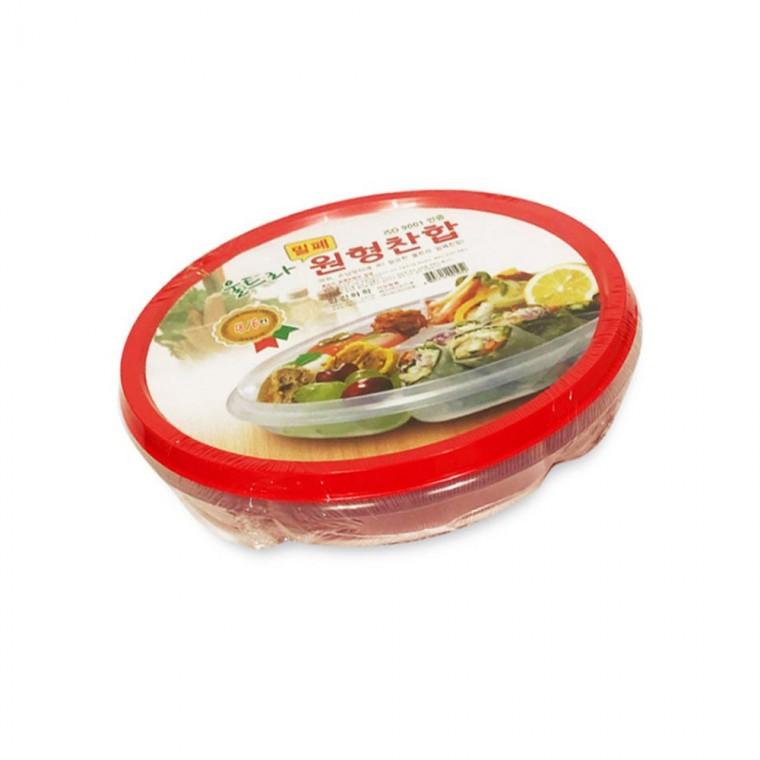 원형 찬합 소 5칸 투명 도시락 밀폐찬합 피크닉