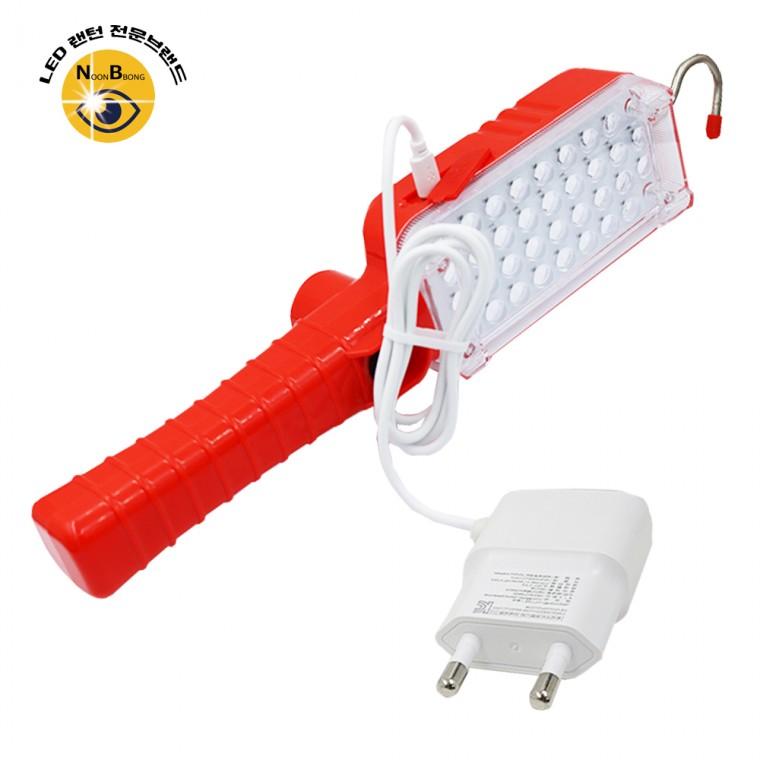 34구 LED 충전식 캠핑 멀티 야외 랜턴 후레쉬 조명등 작업등 RED 아답터포함