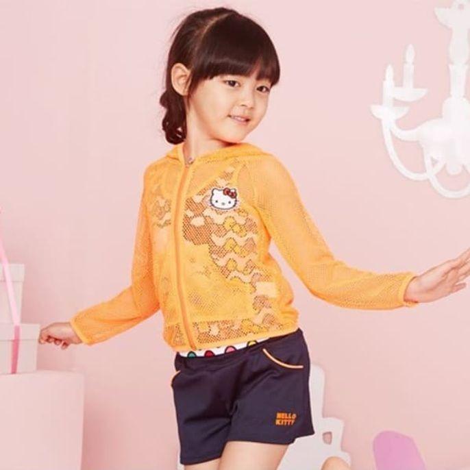 키티 여아 수영복 키즈 메쉬 래쉬가드 팬츠 수모 5p