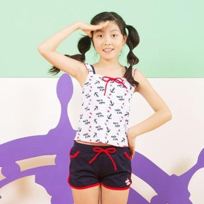 키티 여아 수영복 키즈 후드 래쉬가드 팬츠 수모 5p