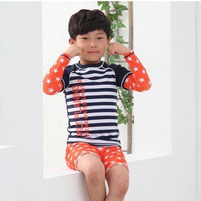 스타 남아 수영복 키즈 아동 스윔 래쉬가드 오렌지