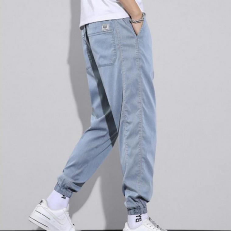 남성 밴딩 스판 데님 조거 팬츠 데일리 와이드 바지