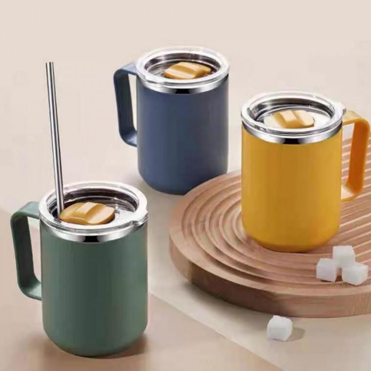 손잡이 스테인레스 이중 머그 핸들 머그컵 400ml