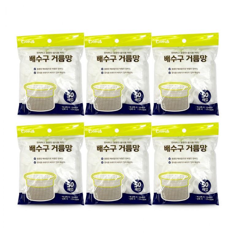 이지앤 배수구 거름망 50매-6개 배수구망 씽크대망 음식물거름망 싱크대망