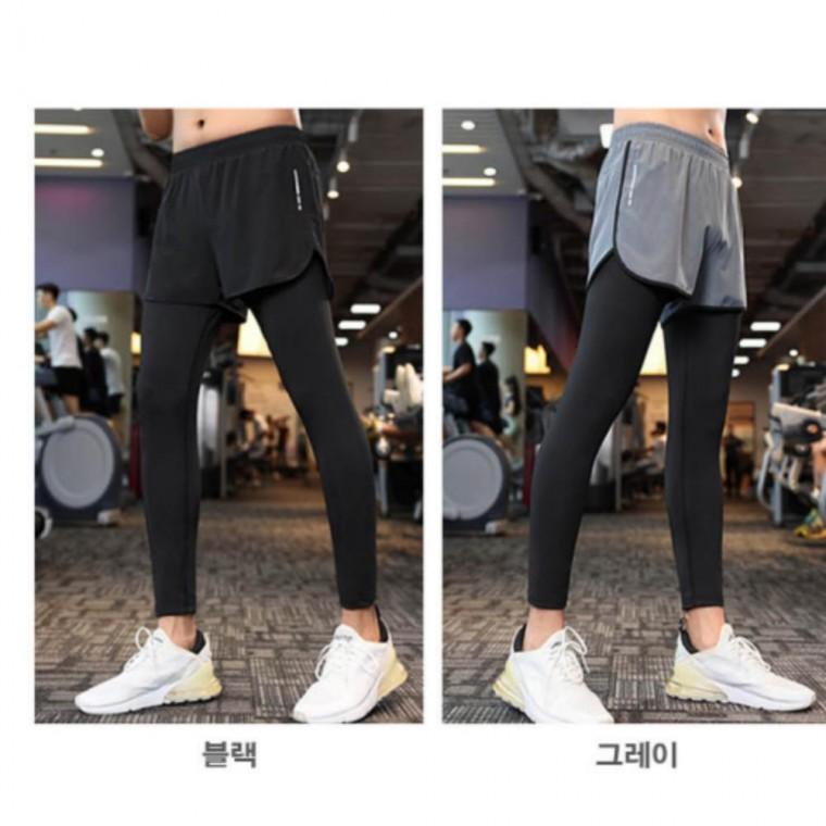 셋트 반바지 남자 헬스 짐웨어 투인원 헬스복 레깅스 일체형 투인원