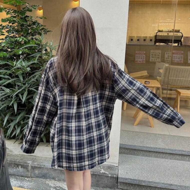 여성 간절기 데일리 여리핏 오버핏 가을 체크 셔츠 남방