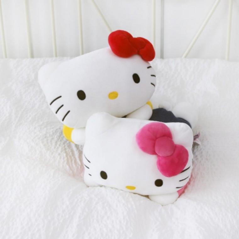베게 핑크리본 키티 인형 데님라이닝 데님라이닝 35cm 인형 캐릭터