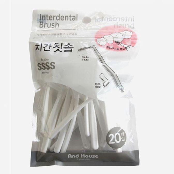 덴탈 치간 칫솔 치아 치실 이쑤시게 L형 20P 0.4mm