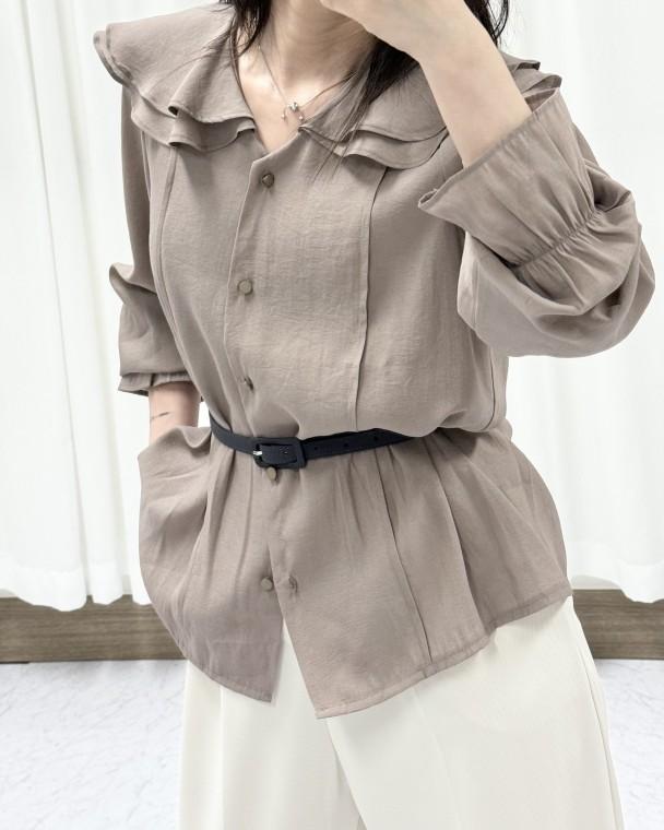 러블리 프릴 셔츠 블라우스 오피스룩 이중카라 셔츠
