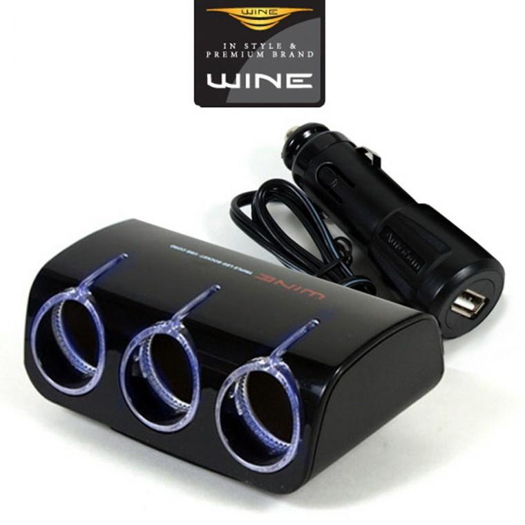 위네Z03 USB 1구 블루LED 3구확장 시거소켓충전기 차량소켓 차량용 자동차 차량용품