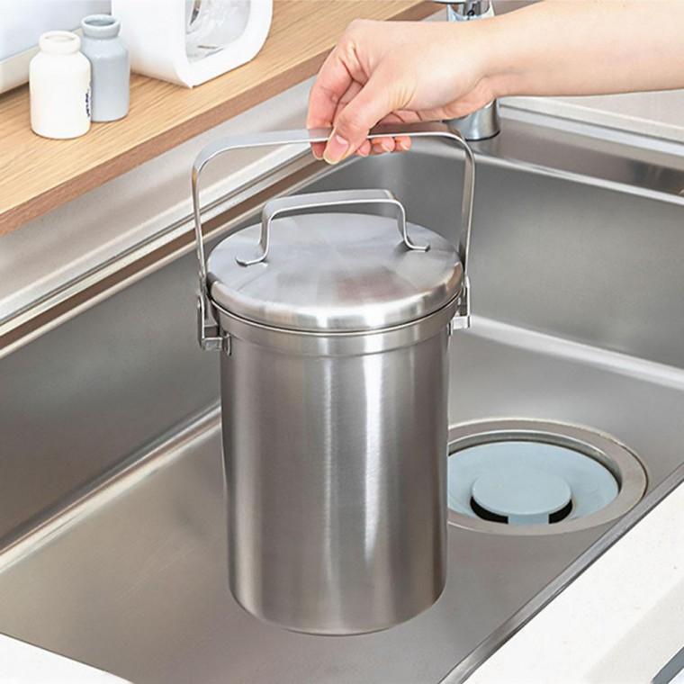 음식물쓰레기통 가정용 3L 스테인리스 304 냄새차단 밀폐 미니 원룸 자취 PP-728