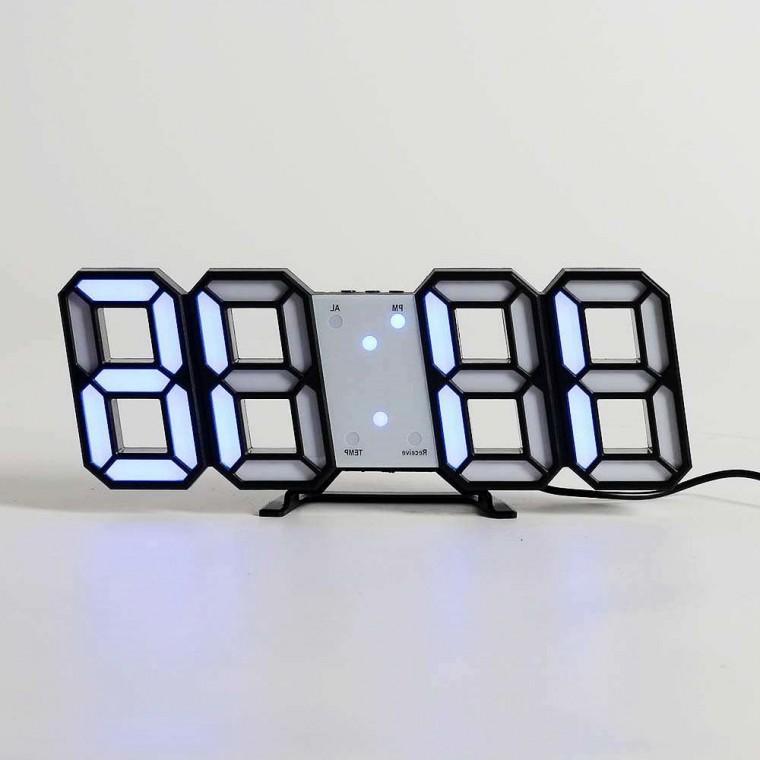 LED 스마트 벽시계 블랙블루 인테리어 스탠드 온도