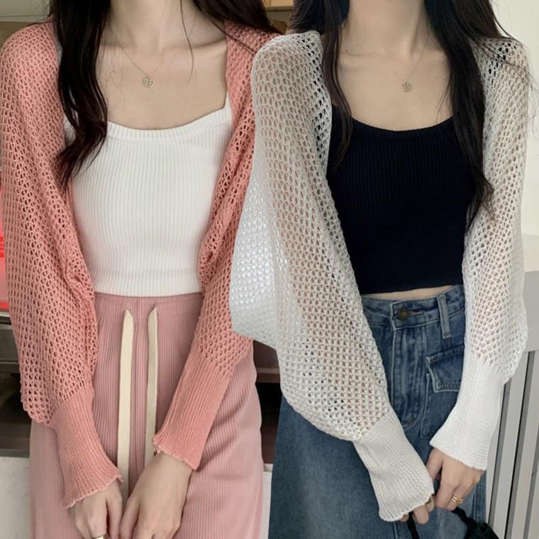 얇은소재 넓은 메쉬 시원해보이는 여성 볼레로 가디건