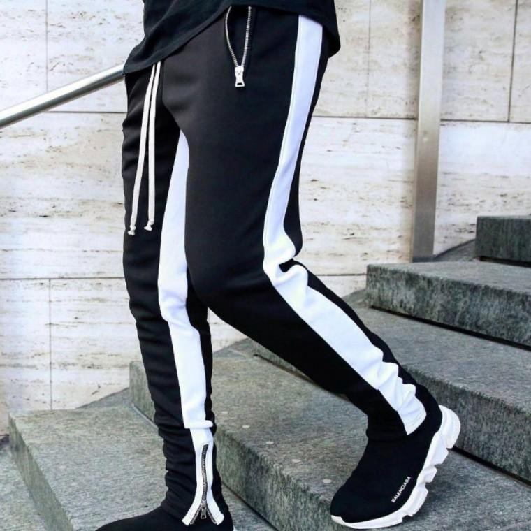 밑단 지퍼 라인 트레이닝팬츠 편한 남자바지 데일리룩